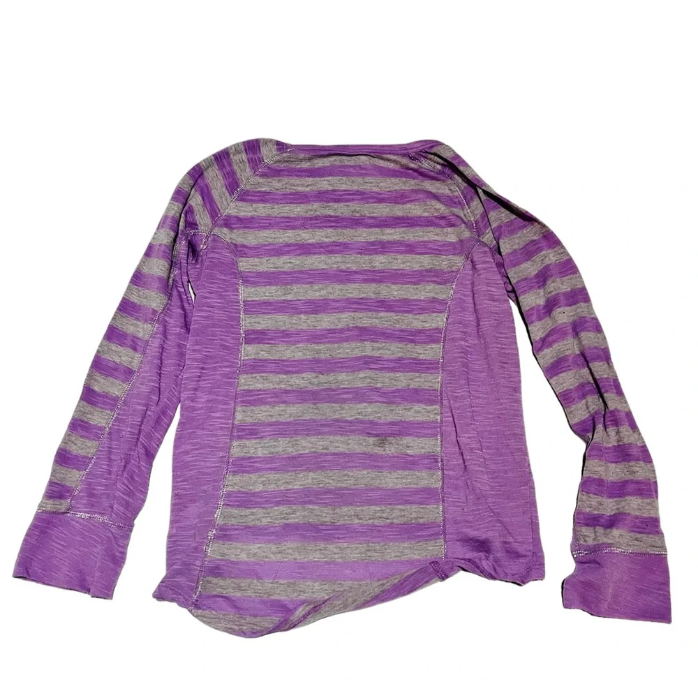Justice Girls Purple And Gray Striped Long Sleeve Shirt SZ 14